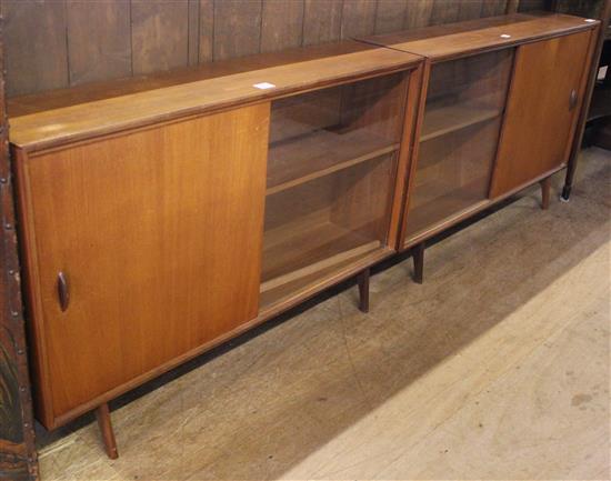 Pair 1950s low bookcases